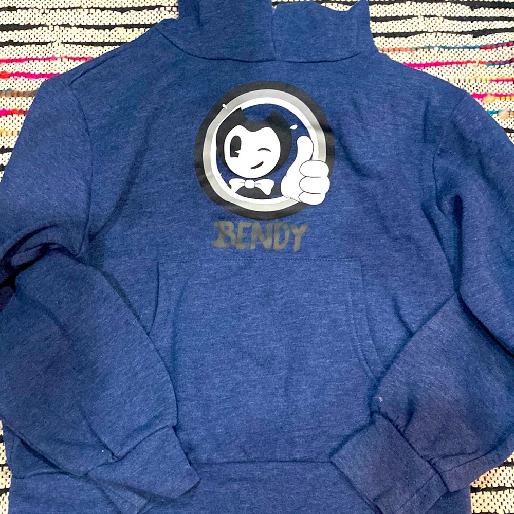 Bendy Hooded Sweatshirt Blue Boys Size 8